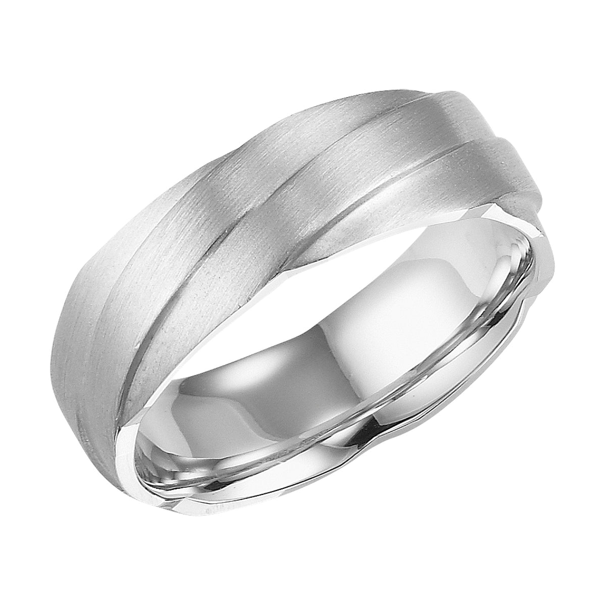 Comfort Fit Wedding Band with engraved detail