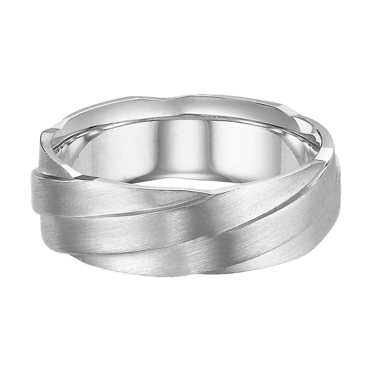 Comfort Fit Wedding Band with engraved detail