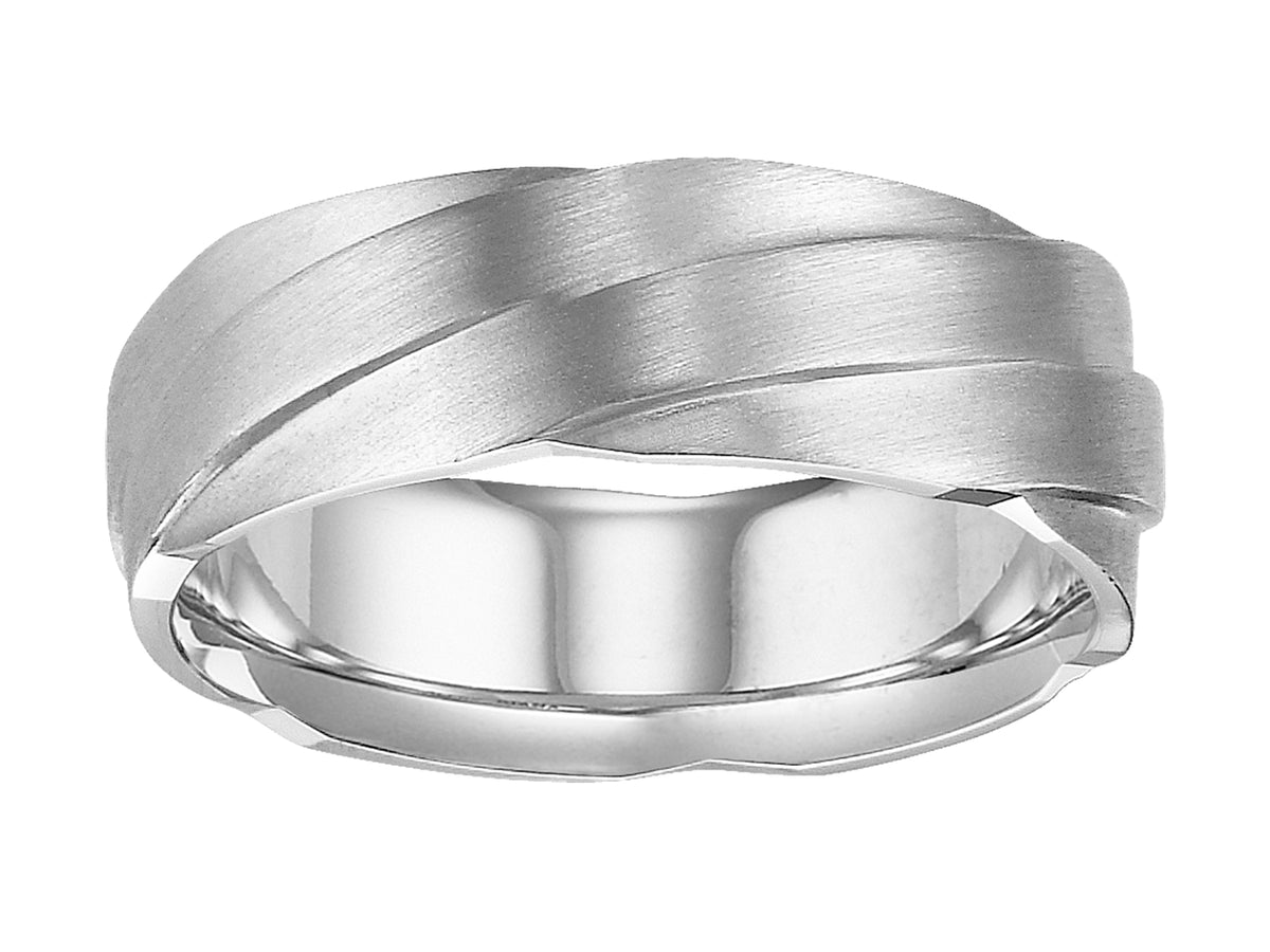 Comfort Fit Wedding Band with engraved detail