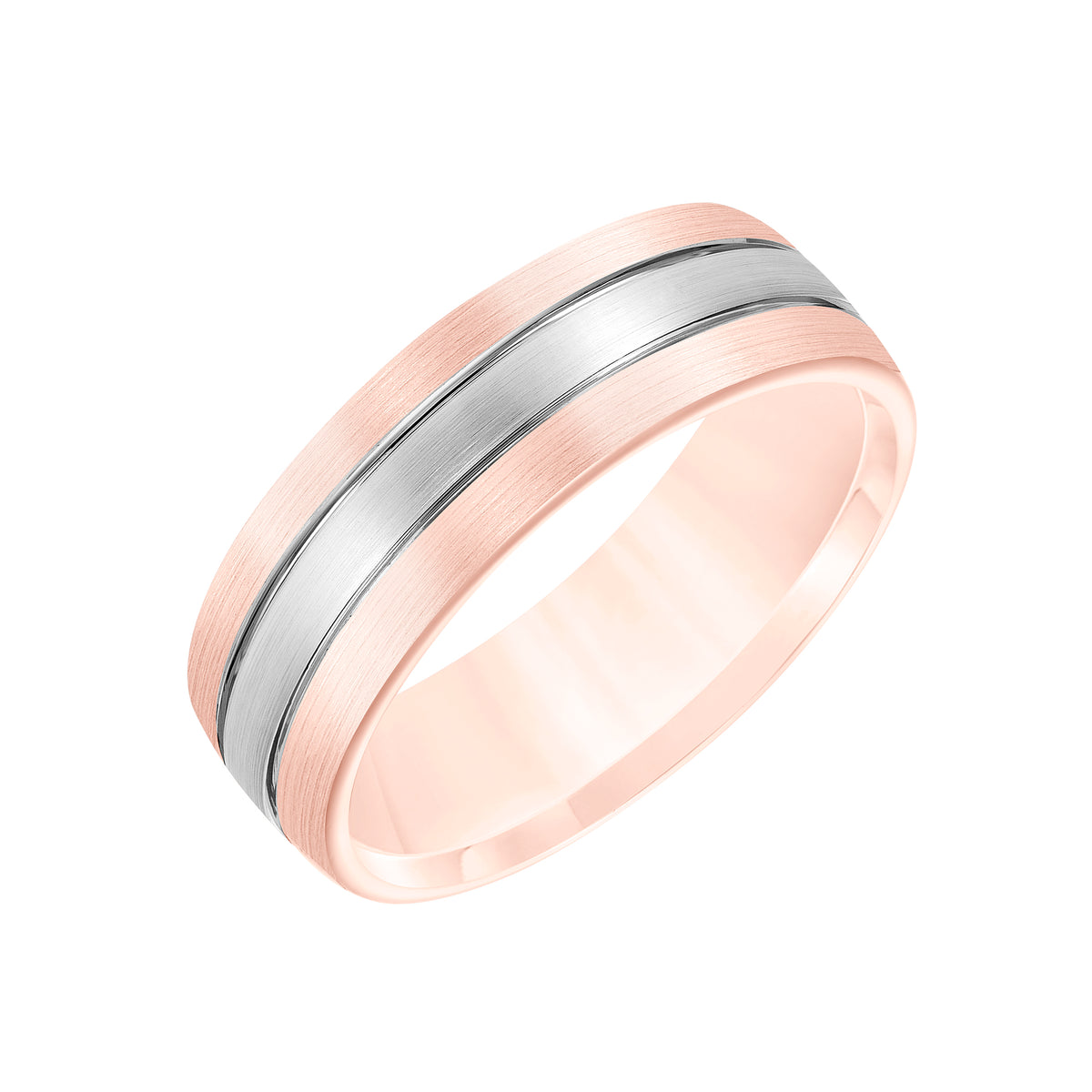 Comfort Fit Engraved Wedding Band with Brush Finish