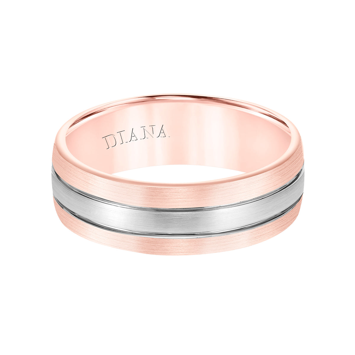 Comfort Fit Engraved Wedding Band with Brush Finish