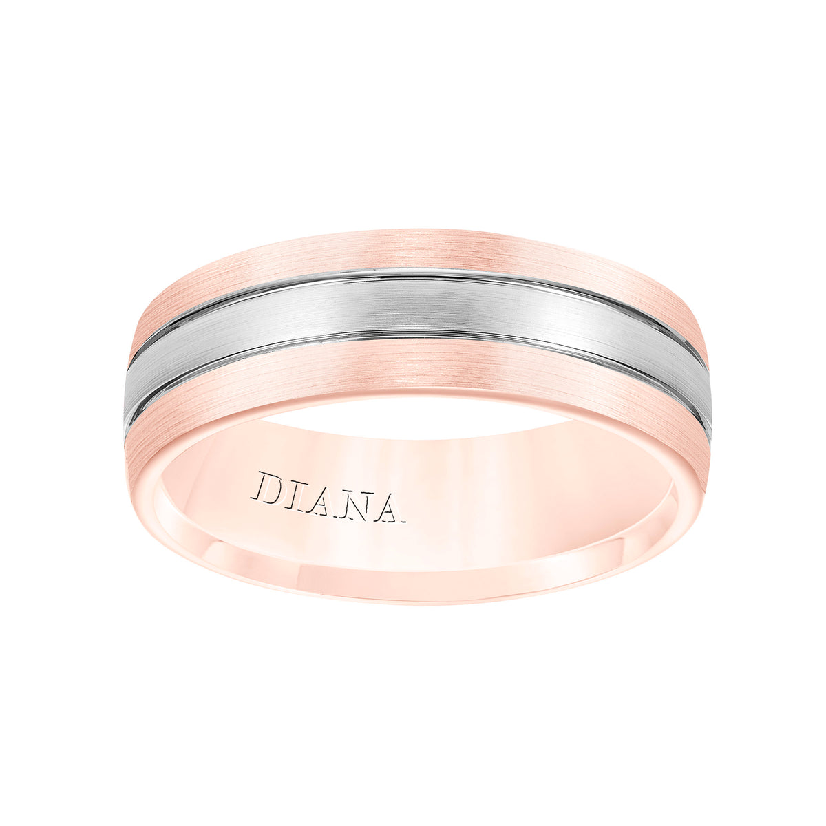 Comfort Fit Engraved Wedding Band with Brush Finish