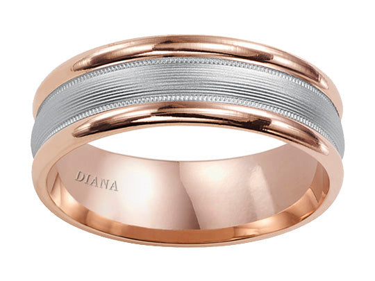 Comfort Fit Engraved Wedding Band with brush finish and rolled edge