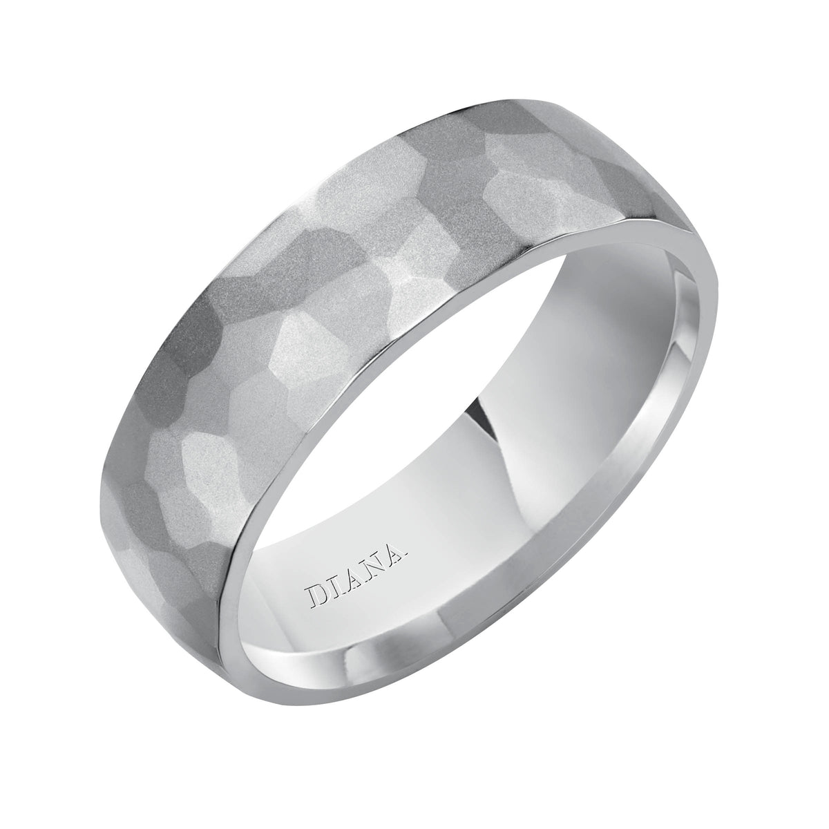 Comfort Fit Wedding Band with hammer finish Please note hand hammered styles will have slight variations due to the nature of the manufacturing process