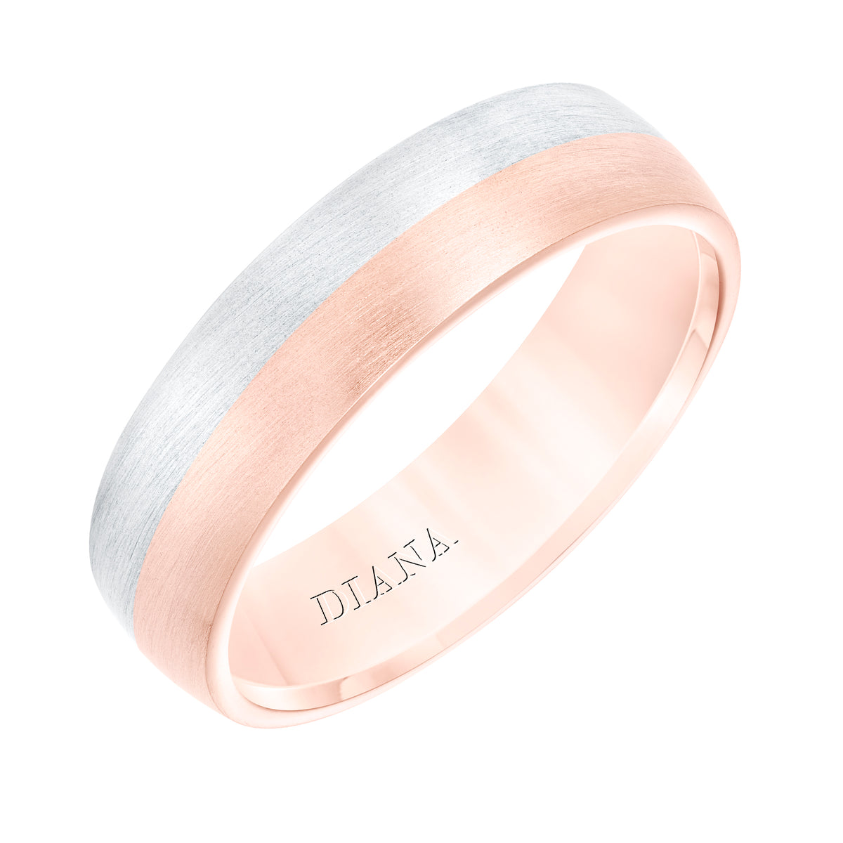 Domed wedding ring with brushed finish and rolled edges