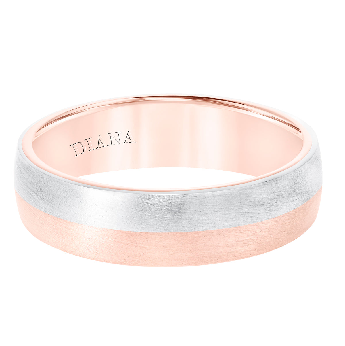 Domed wedding ring with brushed finish and rolled edges