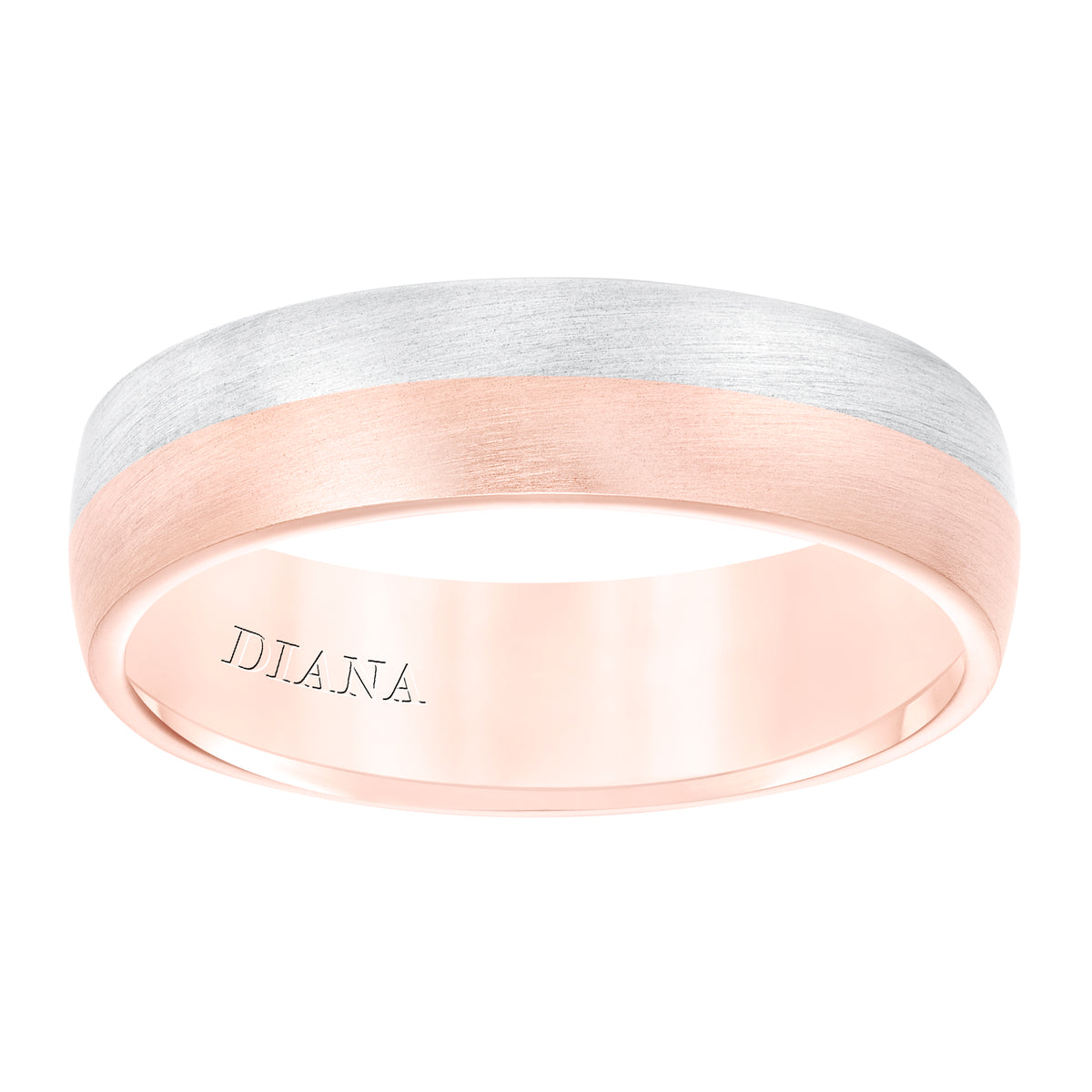 Domed wedding ring with brushed finish and rolled edges