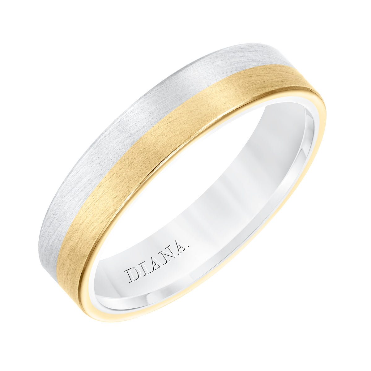 Flat wedding band with satin finish and flat edges
