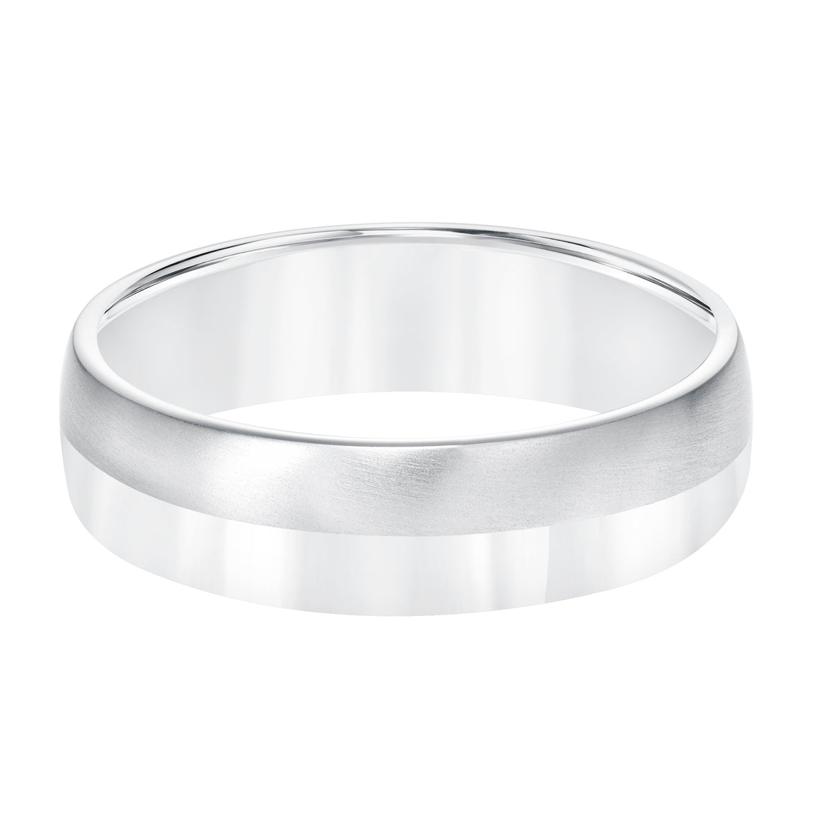 6MM Domed Wedding Band with Brushed Finish and Rolled Edges