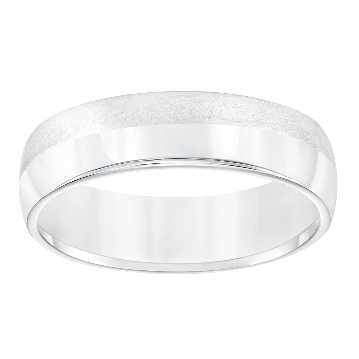 6MM Domed Wedding Band with Brushed Finish and Rolled Edges