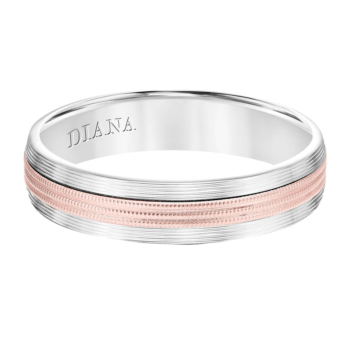5MM Band with Milgrain Center and Ribbed Edges