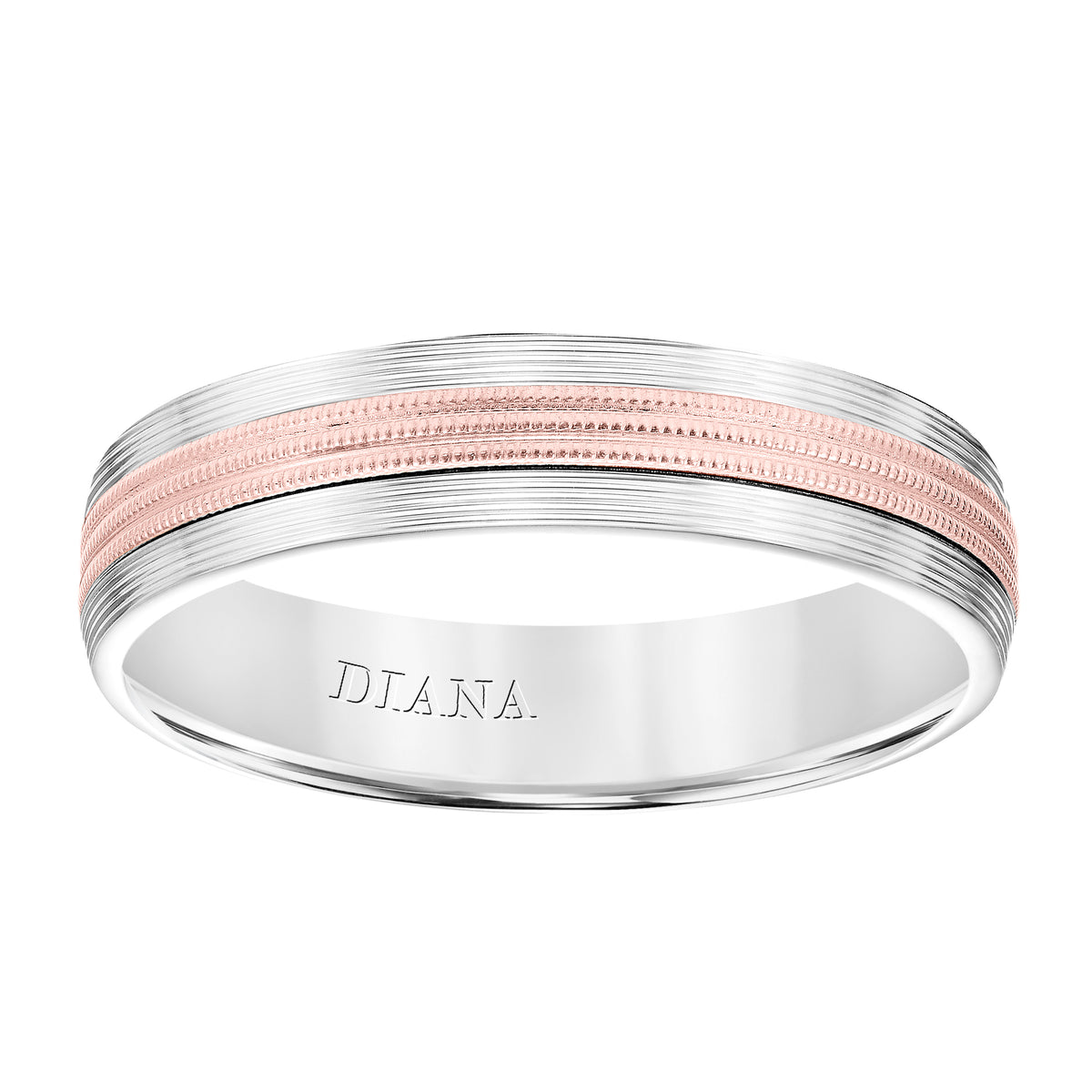 5MM Band with Milgrain Center and Ribbed Edges