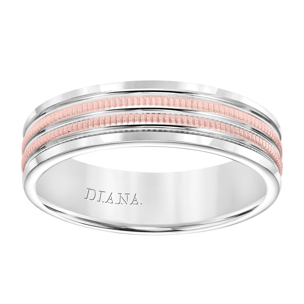 6MM Band with Double Row Super Milgrain Center and Bright Rolled Edges