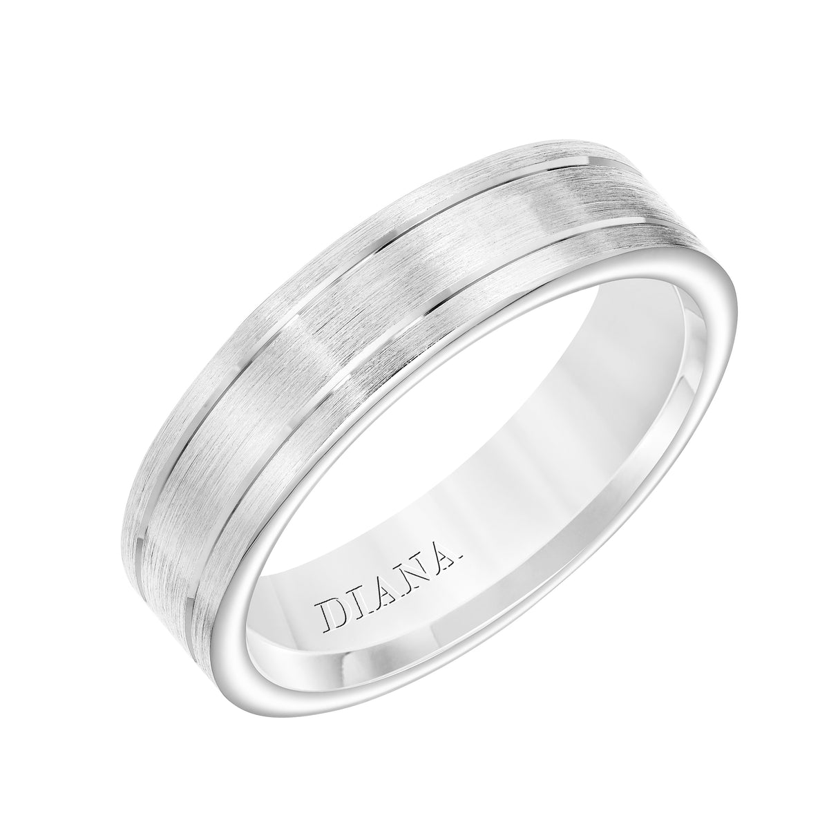 6MM Brushed Finish Band with Double Bright Accent Lines