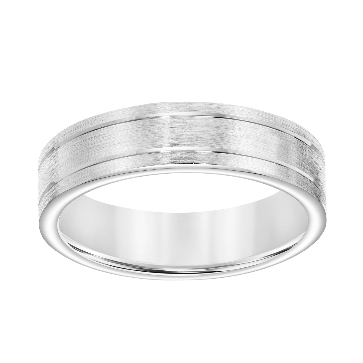 6MM Brushed Finish Band with Double Bright Accent Lines