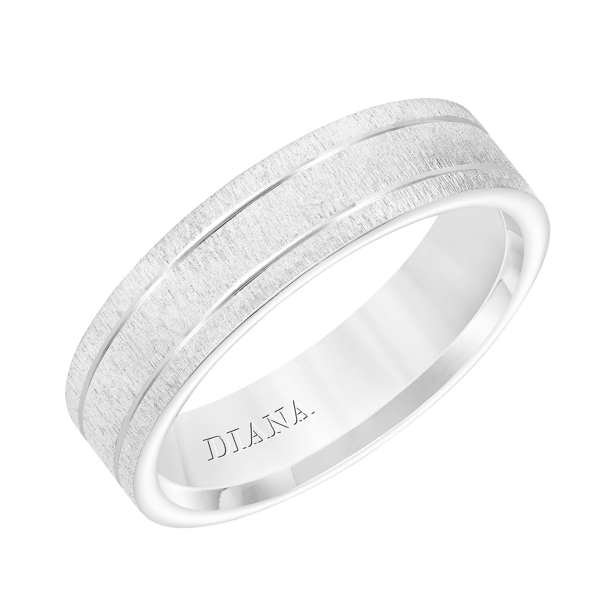 6MM Bucci Textured Finish Band with Double Bright Accent Lines