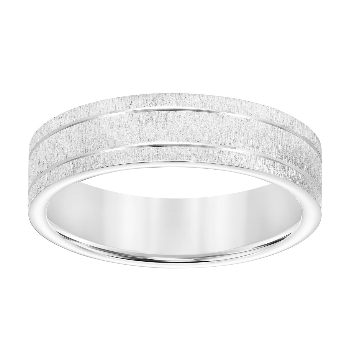 6MM Bucci Textured Finish Band with Double Bright Accent Lines