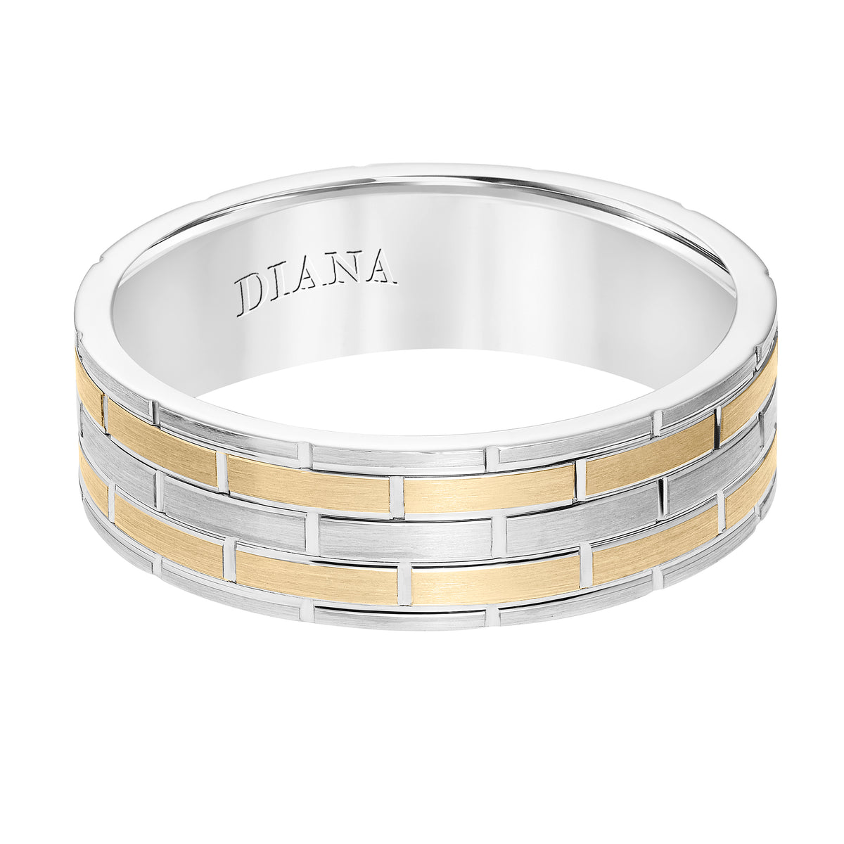 Ladies Band with Satin Finish Brick Design and Flat Edge