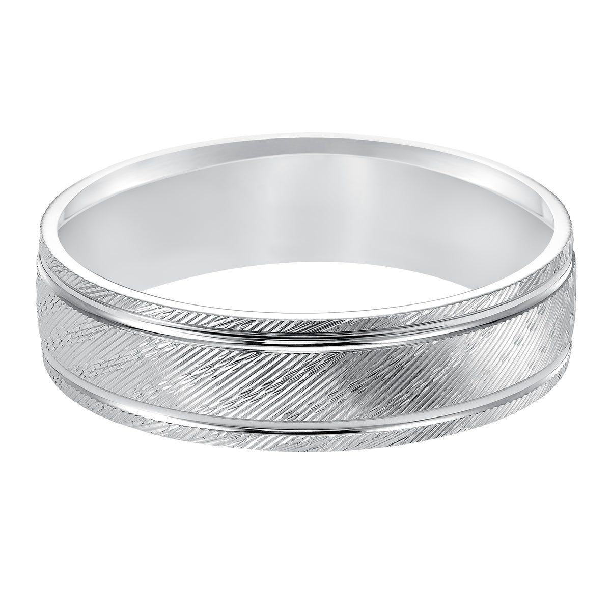 Low Dome Roll Edge Carved Wedding Band