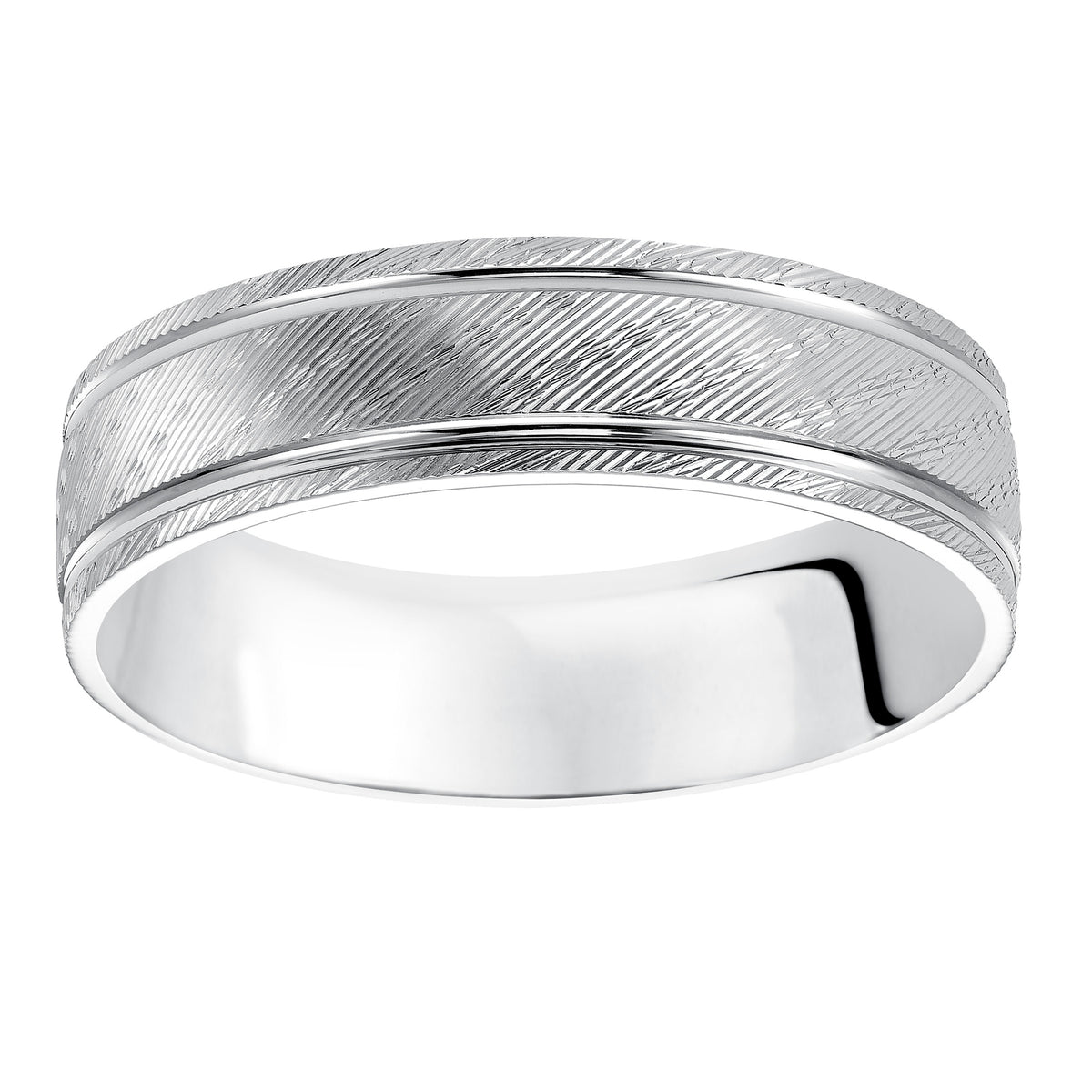 Low Dome Roll Edge Carved Wedding Band