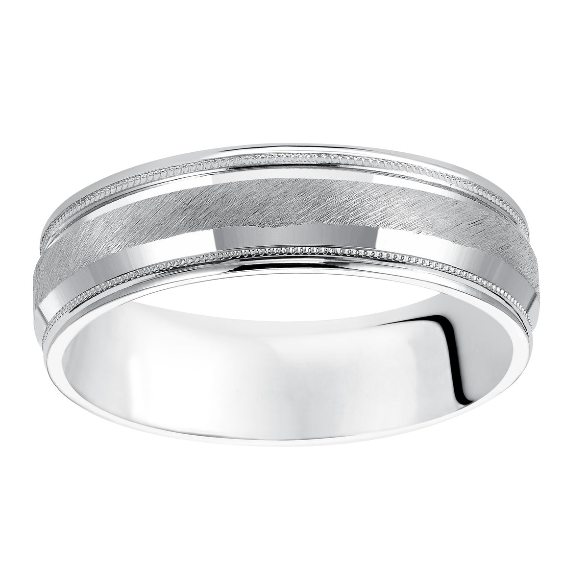 Flat Step Edge Carved Wedding Band