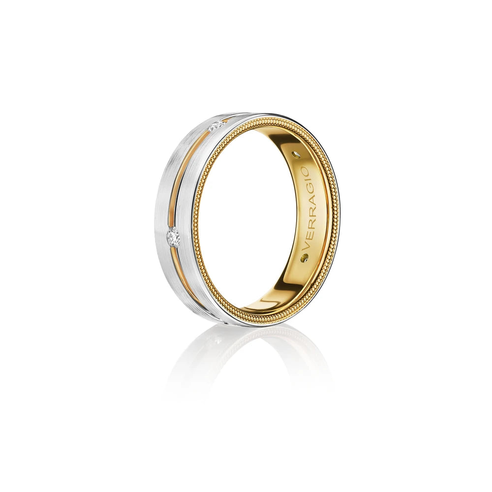 Verragio 14k Two-Tone Gold 6mm Diamond Men's Wedding Band