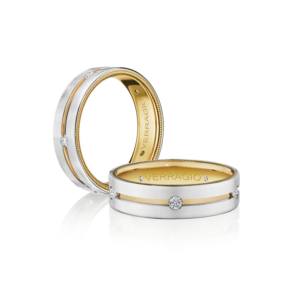 Verragio 14k Two-Tone Gold 6mm Diamond Men's Wedding Band