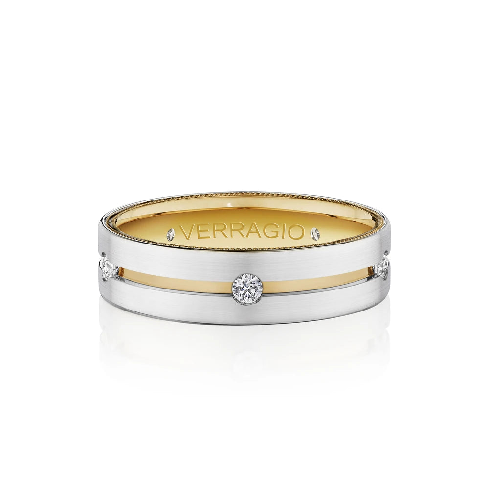 Verragio 14k Two-Tone Gold 6mm Diamond Men's Wedding Band