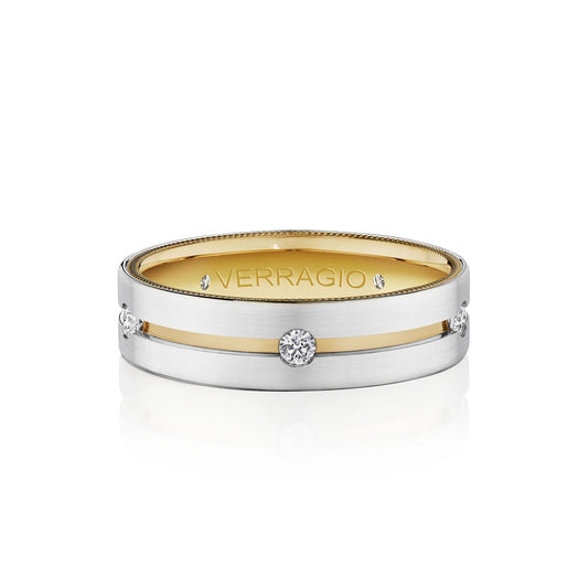 Verragio 14k Two-Tone Gold 6mm Diamond Men's Wedding Band