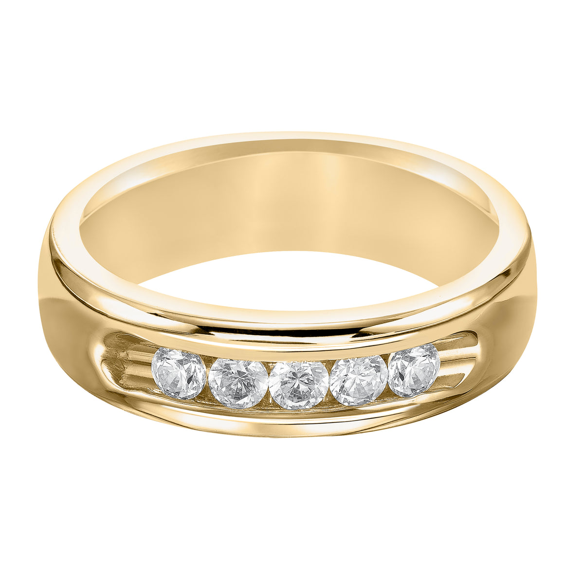 Dome Flat Edge Diamond Wedding Band