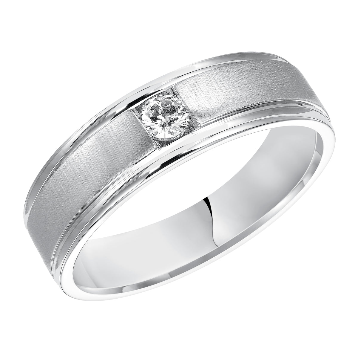 Flat Round Edge Diamond Wedding Band