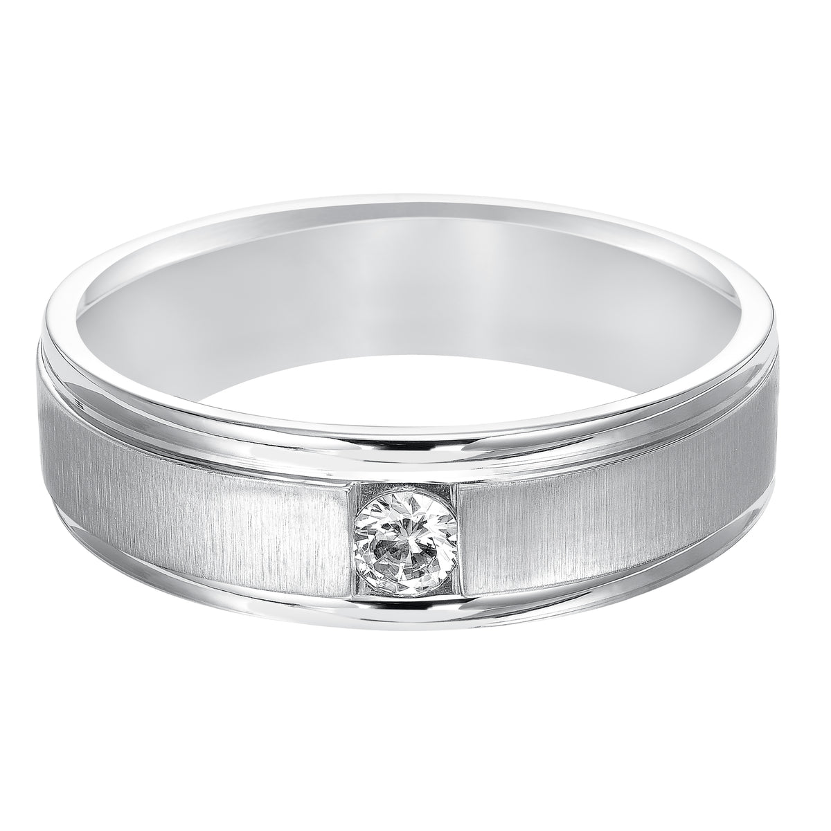 Flat Round Edge Diamond Wedding Band