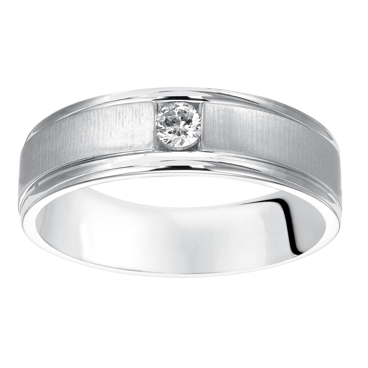 Flat Round Edge Diamond Wedding Band