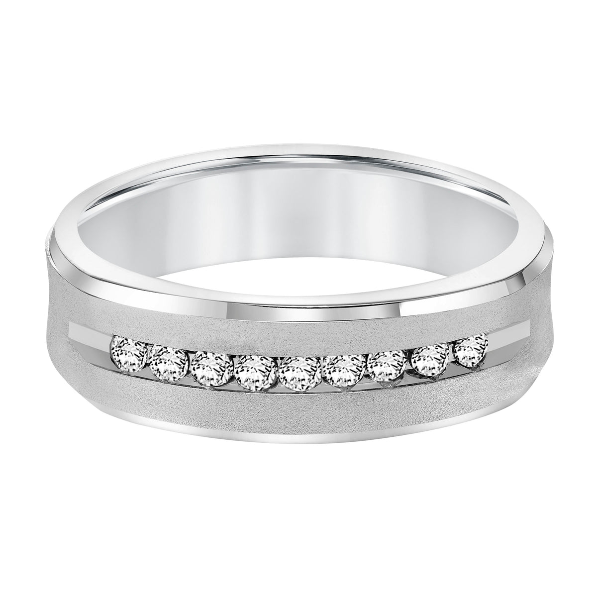 Flat Round Edge Diamond Wedding Band