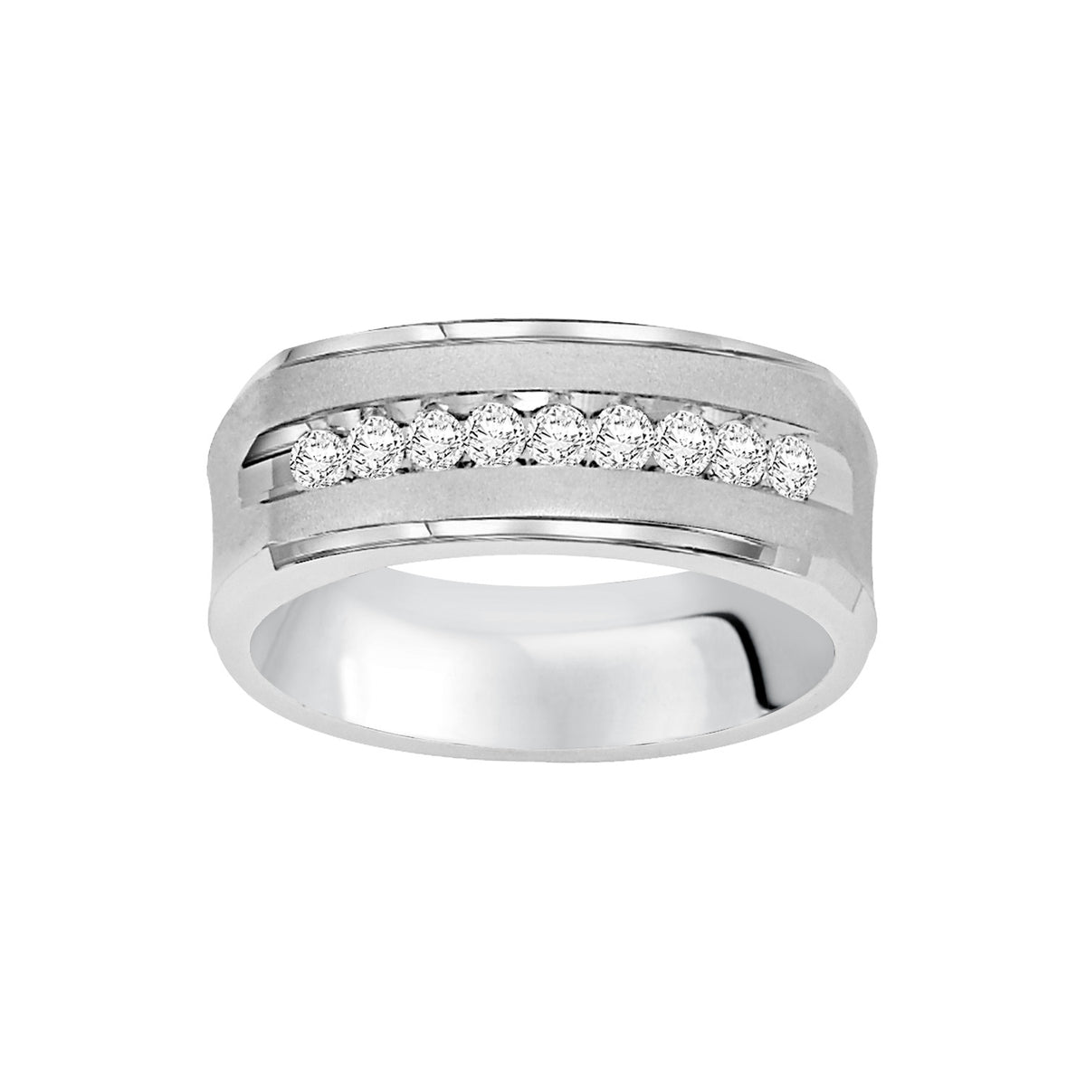 Flat Round Edge Diamond Wedding Band