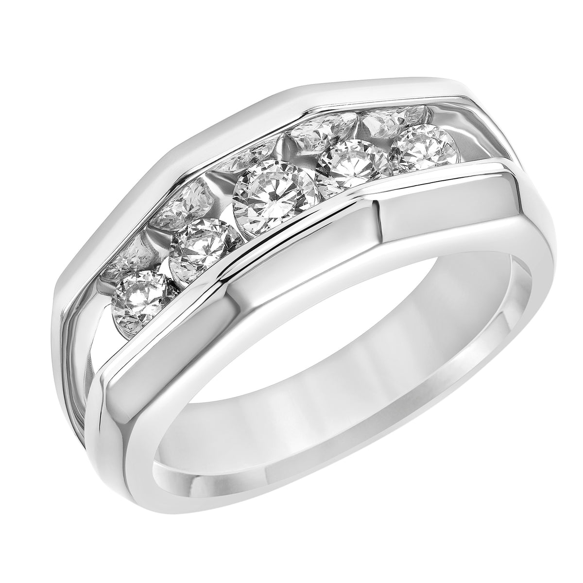 Flat Flat Edge Diamond Wedding Band
