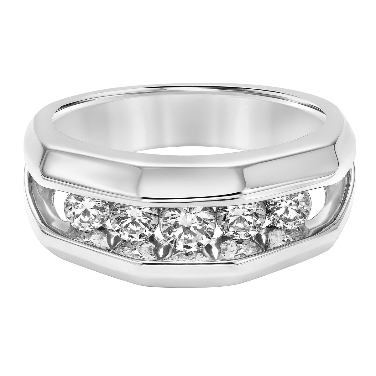 Flat Flat Edge Diamond Wedding Band