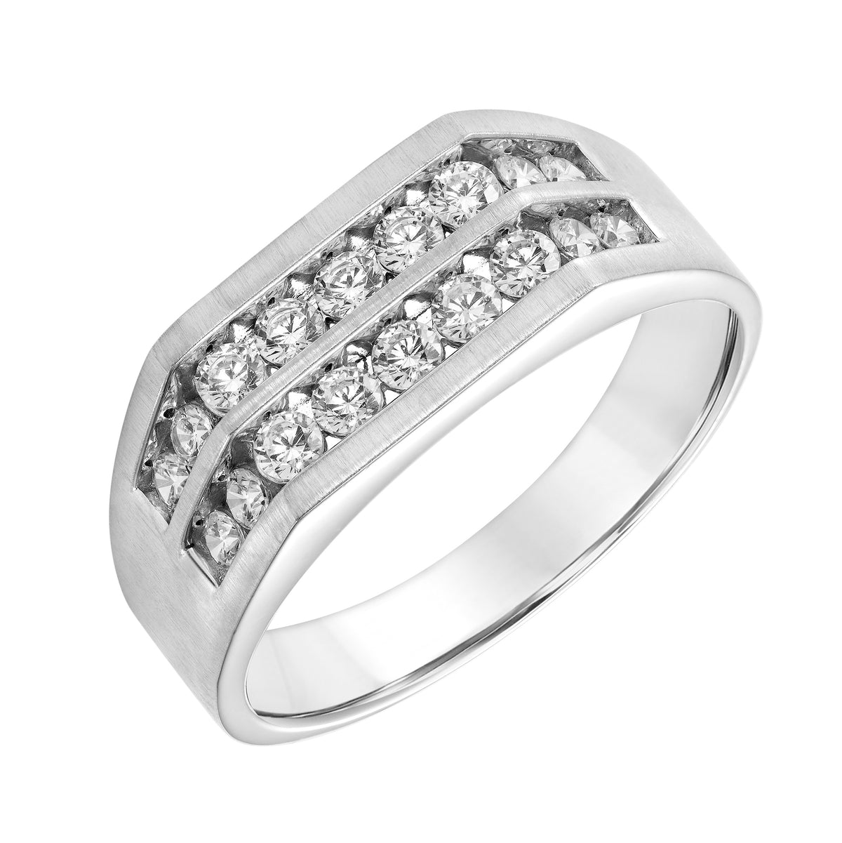 Flat Flat Edge Diamond Wedding Band
