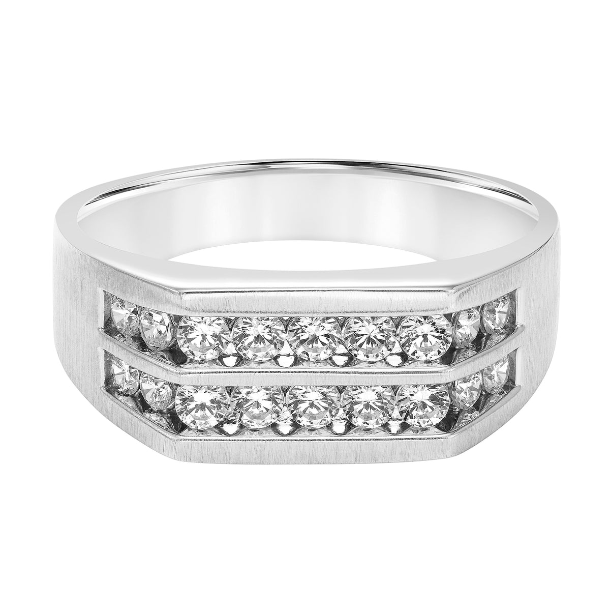 Flat Flat Edge Diamond Wedding Band
