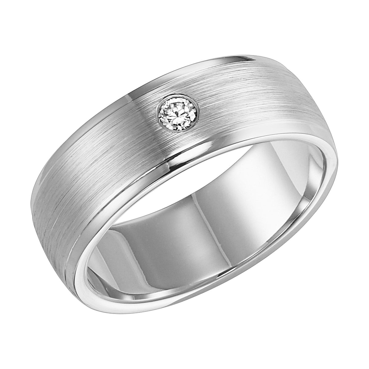 8mm Cobalt step edge Brush Finish diamond band