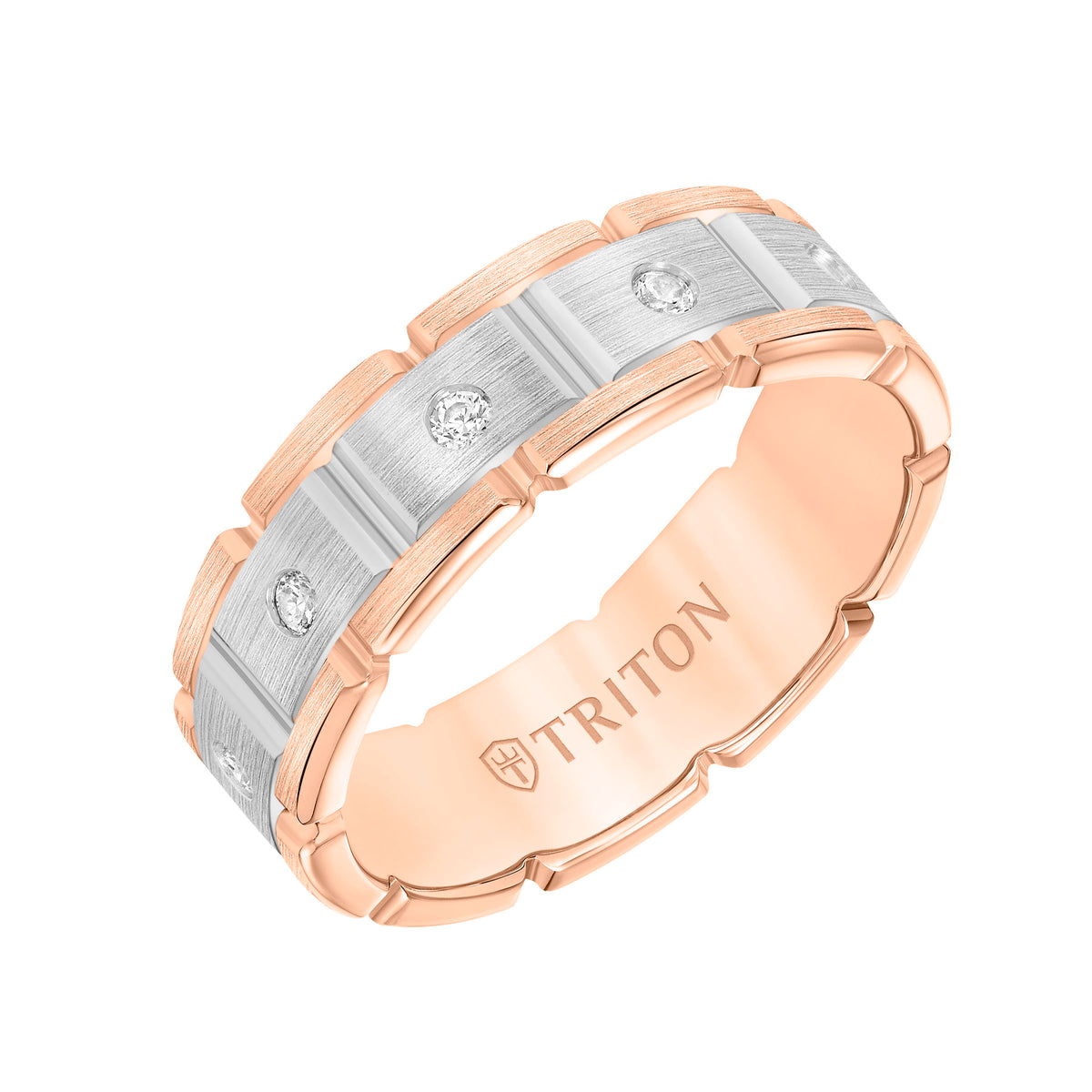 7MM Flat Top Steel Edge Stone Wedding Band