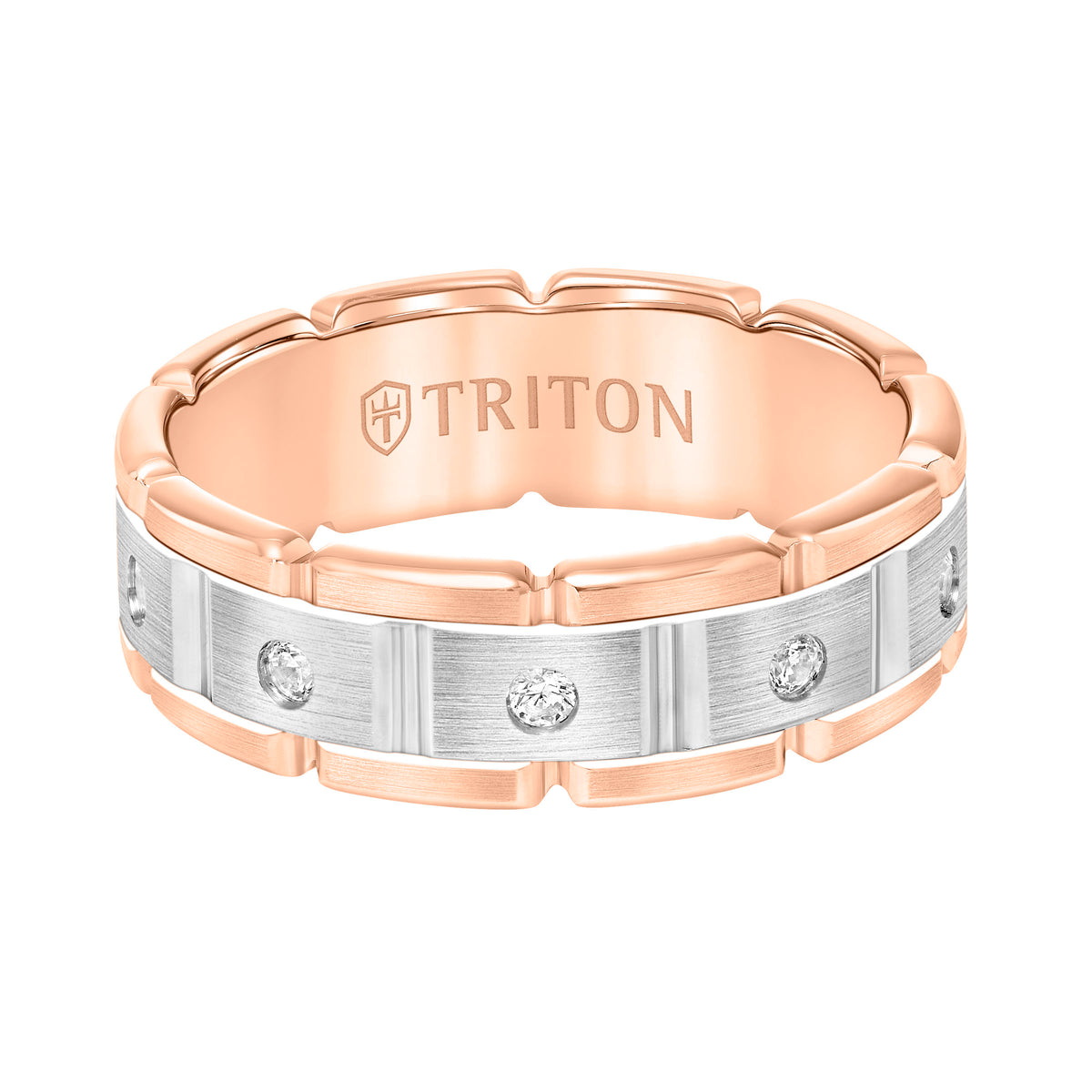 7MM Flat Top Steel Edge Stone Wedding Band