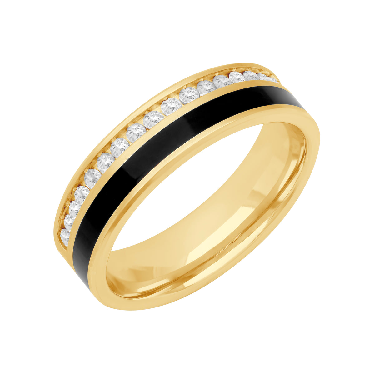 6MM Flat Eternity Diamond and Ceram8 Inlay Wedding Band