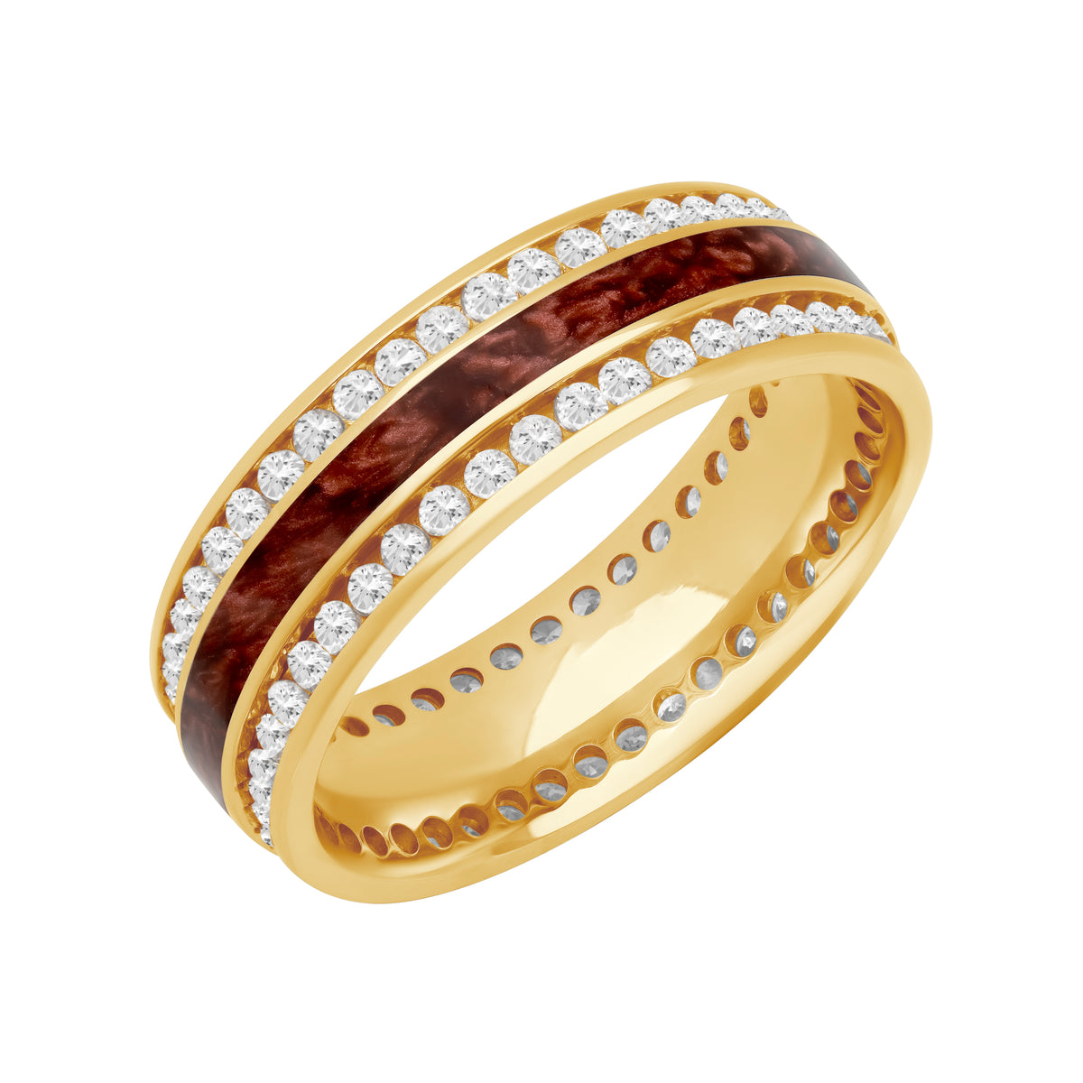 7MM Dome Double Eternity Diamond and Ceram8 Inlay Wedding Band