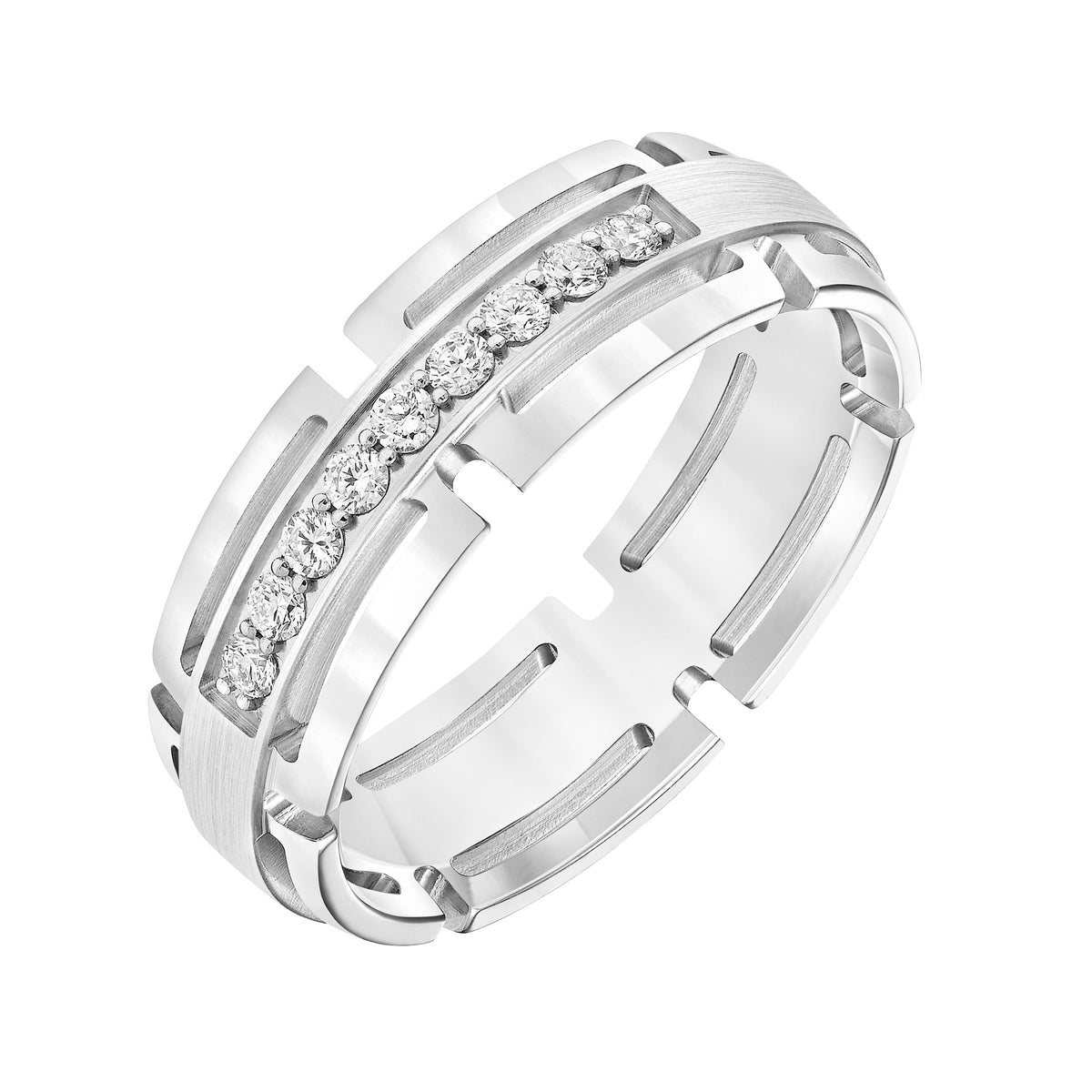 7MM Engraved Diamond Ring
