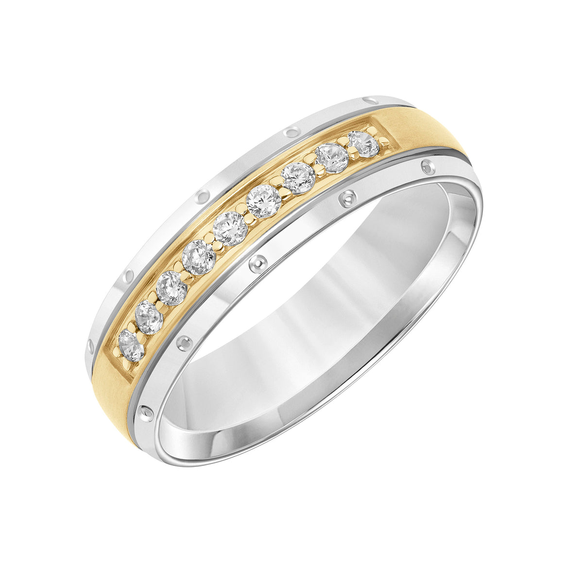 Low Dome Bevel Edge Diamond Wedding Band