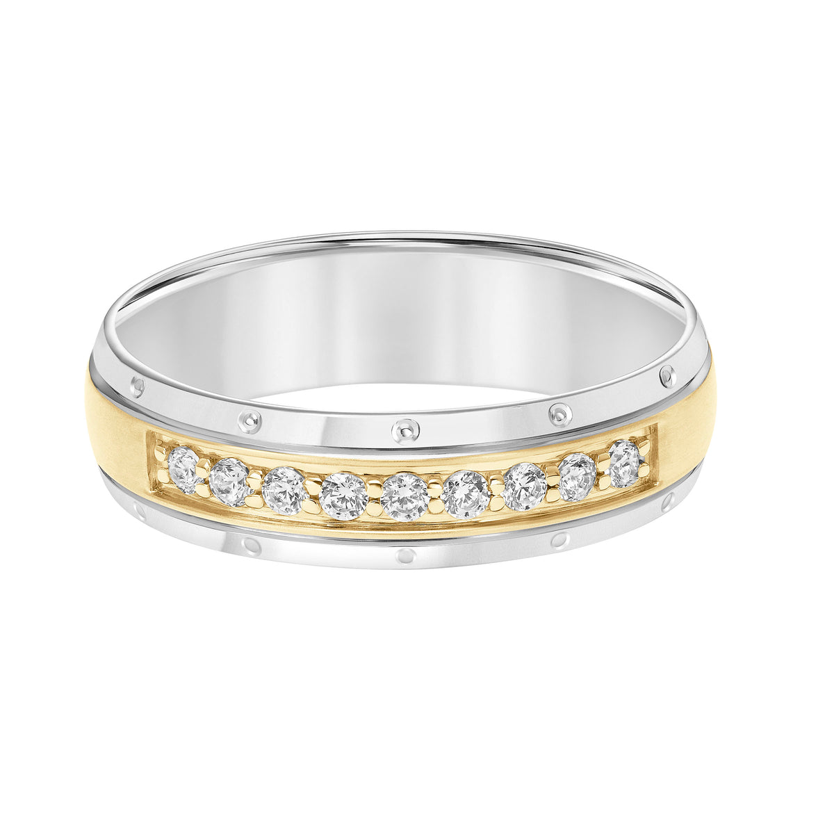 Low Dome Bevel Edge Diamond Wedding Band