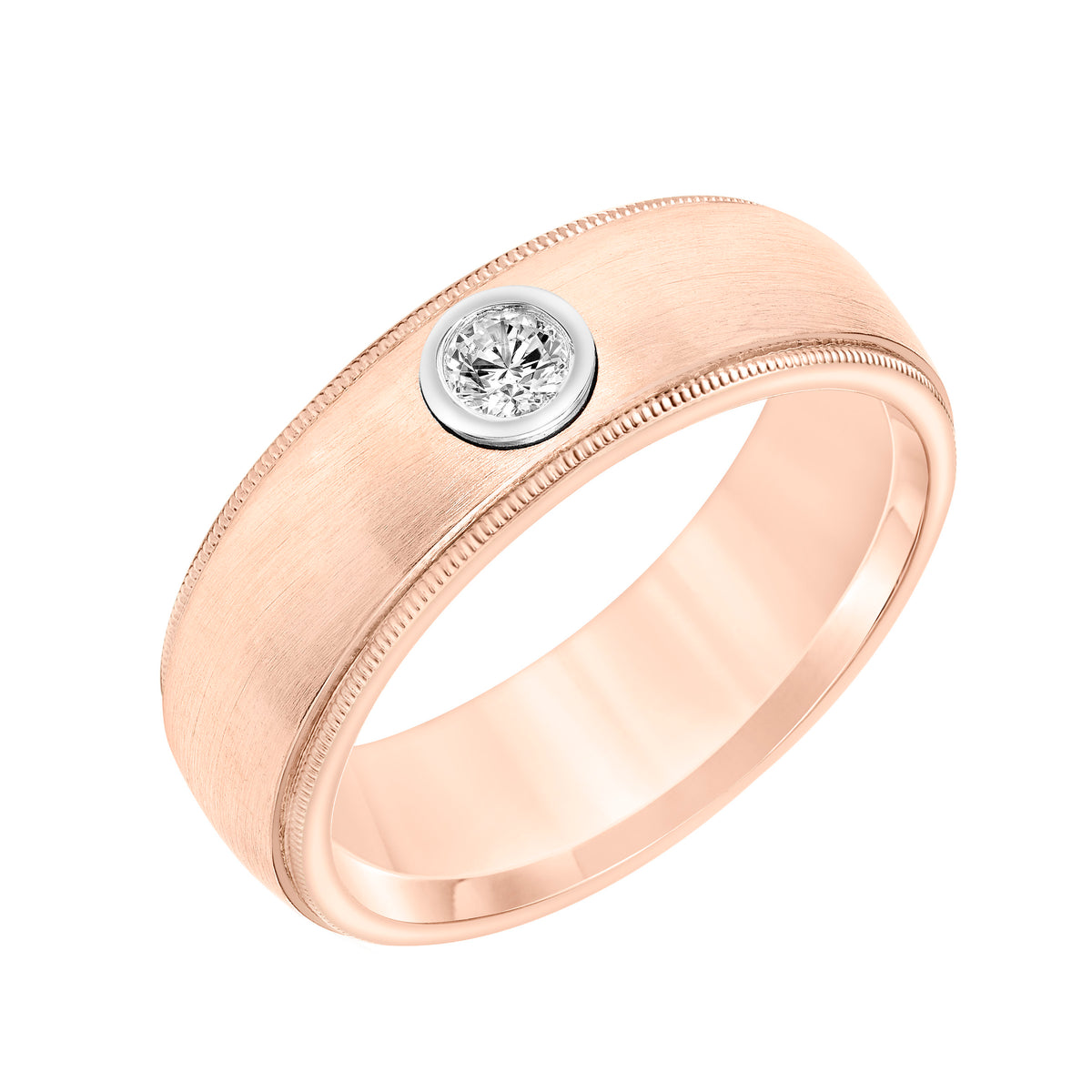 Low Dome Milgrain Edge Diamond Wedding Band