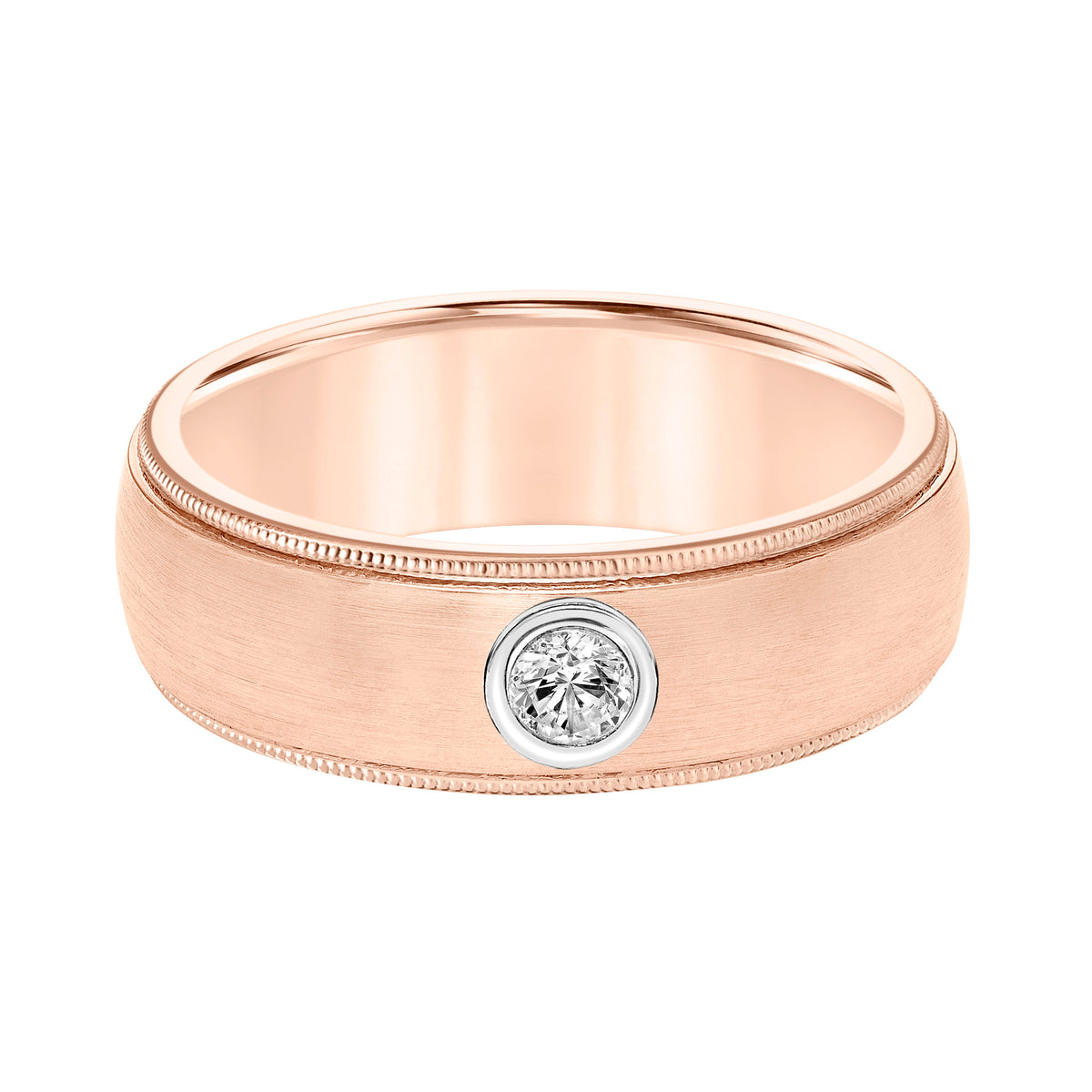 Low Dome Milgrain Edge Diamond Wedding Band