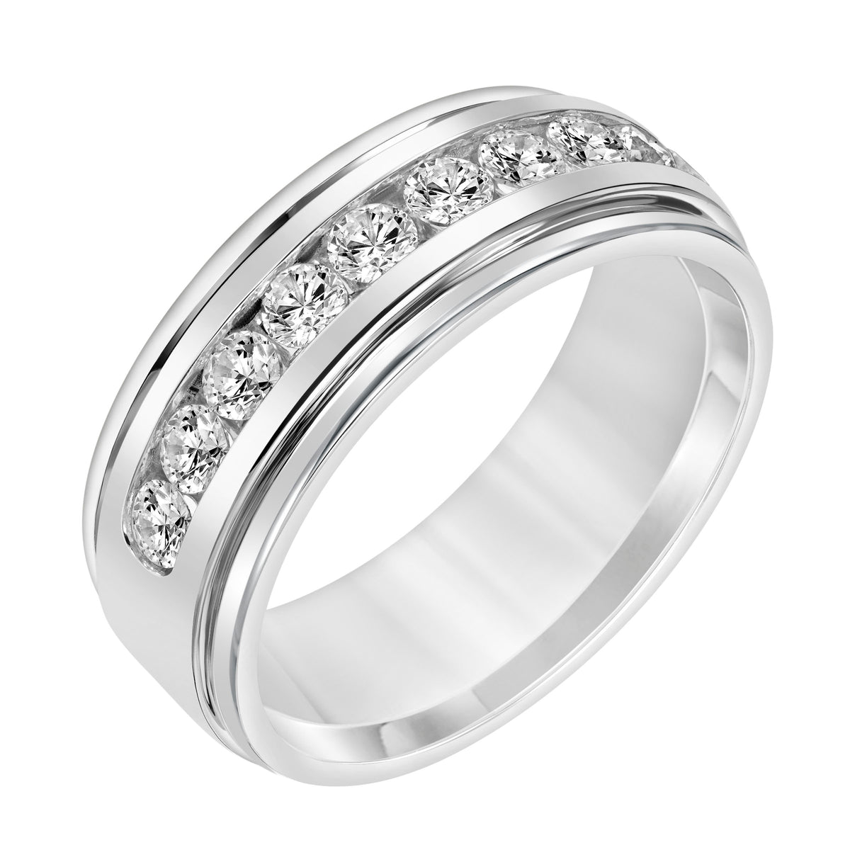 8mm Men's Channel Set Round Lab-Grown Diamond Band